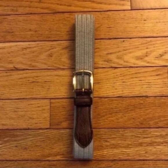 Mens Size 50 Arden Leather Co Belt Big & Tall Cream and brown Stretchy material - Picture 1 of 3